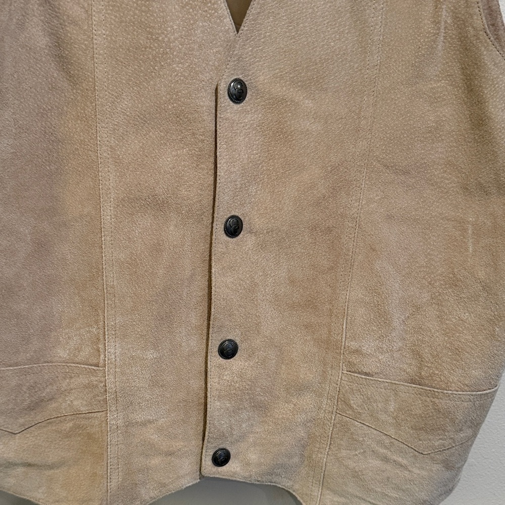 💜Cripple Creek Men's Tan Leather Suede Vest Western Cowboy Sleek Comfort Stylish - Picture 6 of 11